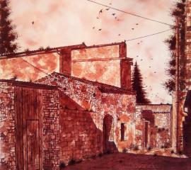 Gergei-Via Roma portali,luci alla sera